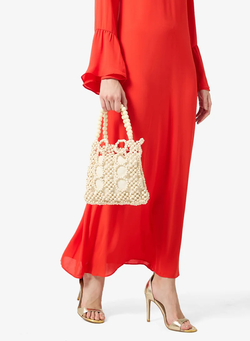 Khizana White pearl embroided statement bag for Women | Best Price UAE